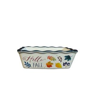 Nantucket "Hello Fall" Ceramic Mini Loaf Pan 6.5" x 3.5" x 2 1/4"h